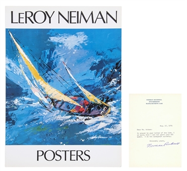 Lot of (2) Famous Artist Signed Items Including LeRoy Neiman Signed Posters Book and Norman Rockwell Signed Letter (Beckett PreCert)